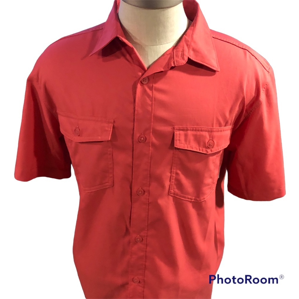 Columbia Omni Shade Sun Protection Regular Fit Burnt Orange Quik Dry Shirt EUC M